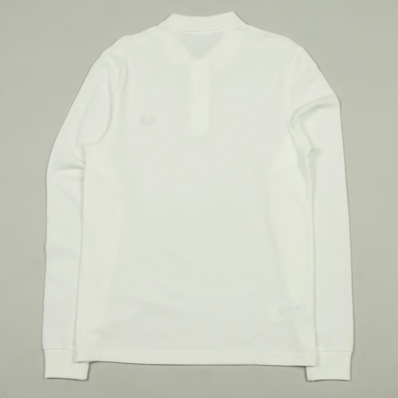 Fred Perry LS Plain Polo Shirt - White-2